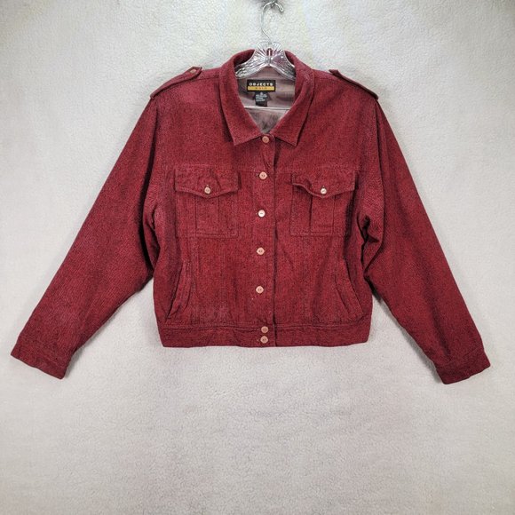 Objects Gold Burgundy Collared Silk Lightweight Classic Shacket Jacket Coat - Picture 1 of 13